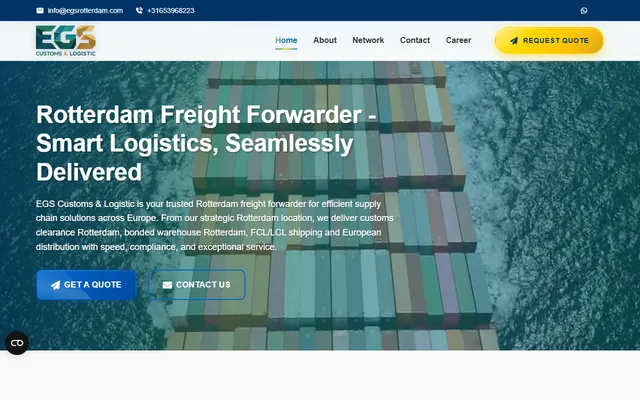 Schermafbeelding van EGS Customs & Logistics op egsrotterdam.com