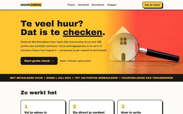 Schermafbeelding van HuurCheck op huurchecken.nl
