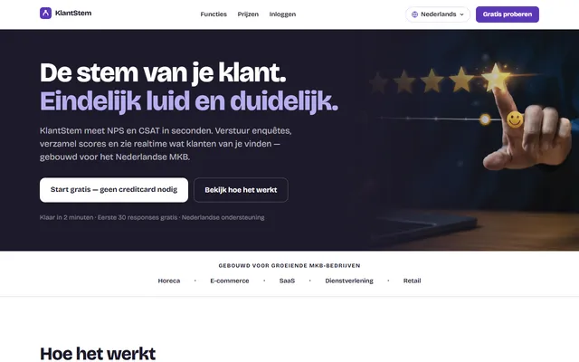 Schermafbeelding van KlantStem op klantstem.nl