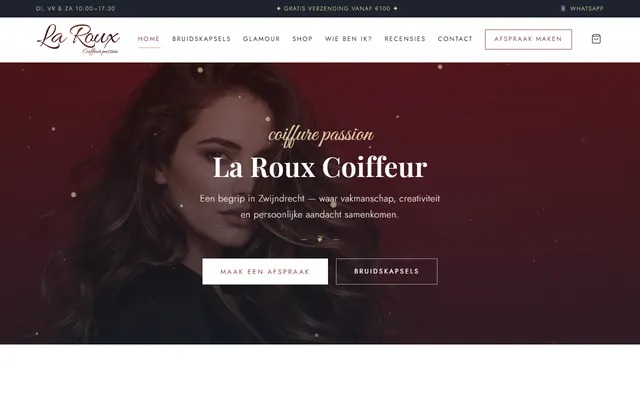Schermafbeelding van La Roux Coiffeur op la-roux.nl