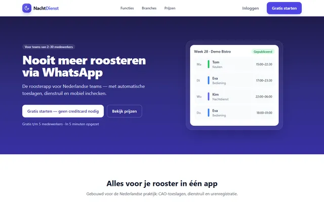 Schermafbeelding van NachtDienst op nachtdienst.app