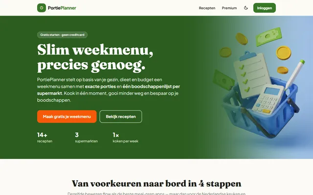 Schermafbeelding van PortiePlanner op portieplanner.nl