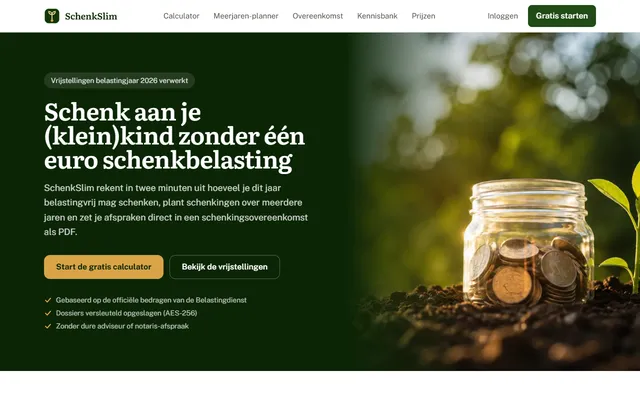 Schermafbeelding van SchenkSlim op schenkslim.com