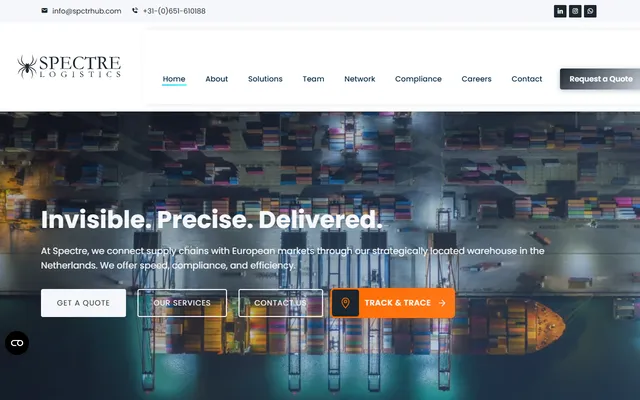 Schermafbeelding van Spectre Logistics op spctrhub.com