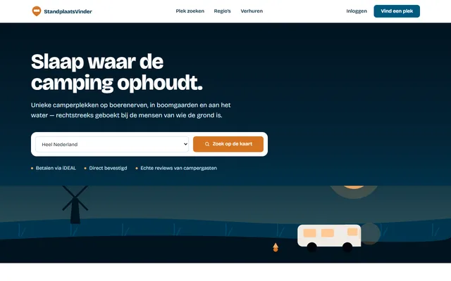 Schermafbeelding van StandplaatsVinder op standplaatsvinder.nl